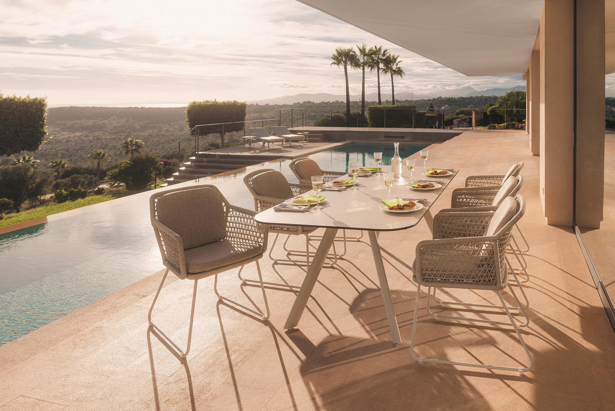 ARMLEHNSTUHL   Textilgeflecht  - Taupe/Weiss, Design, Textil/Metall (60/86/63cm)