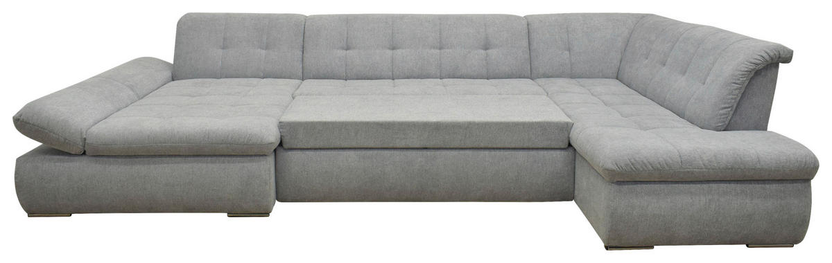WOHNLANDSCHAFT Grau Mikrofaser  - Chromfarben/Grau, KONVENTIONELL, Textil/Metall (172/353/216cm) - MID.YOU