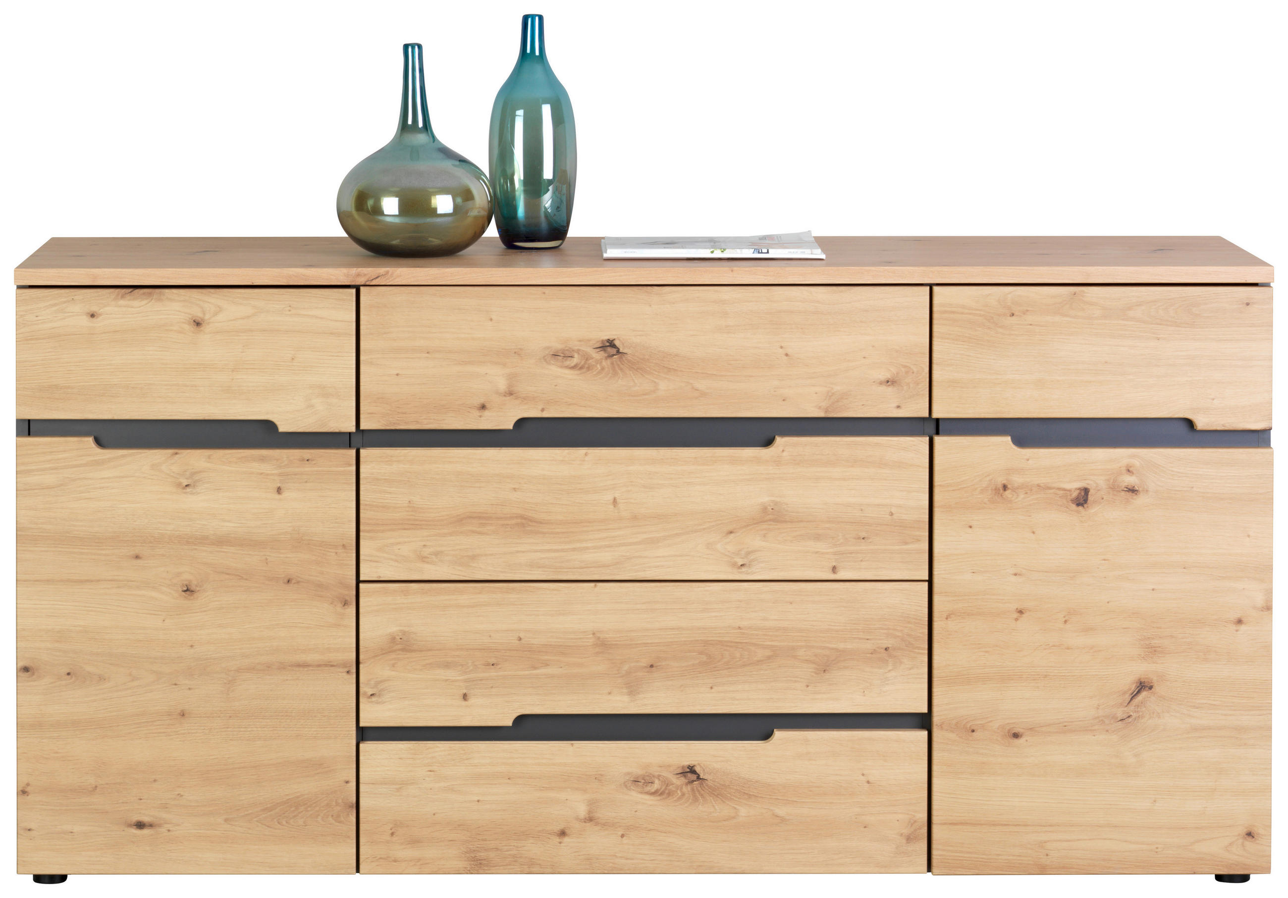 Carryhome Sideboard Graphit, Eiche Artisan 165x82x44 cm