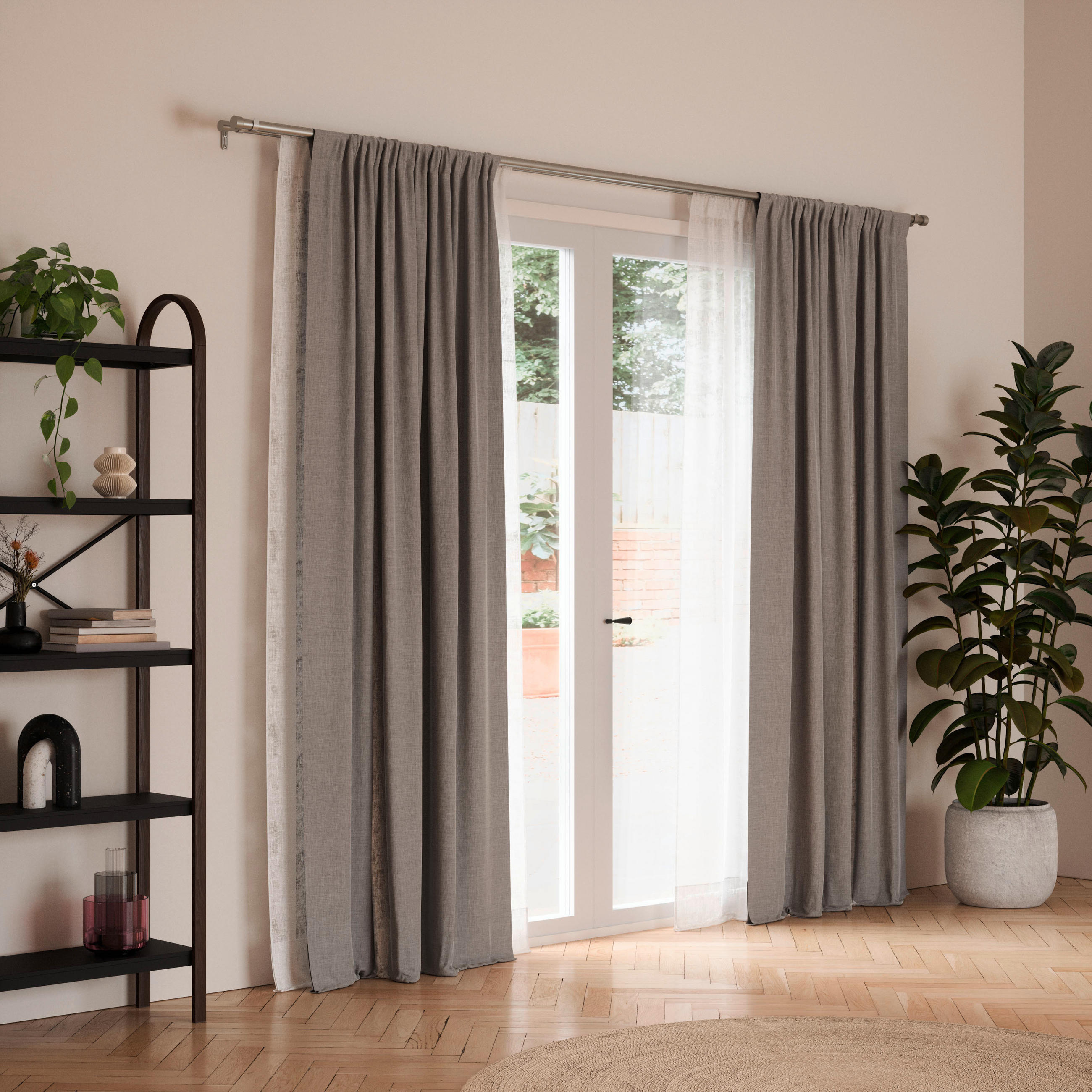 VORHANGSTANGE 305 cm  - Nickelfarben, KONVENTIONELL, Kunststoff/Metall (305cm) - Umbra