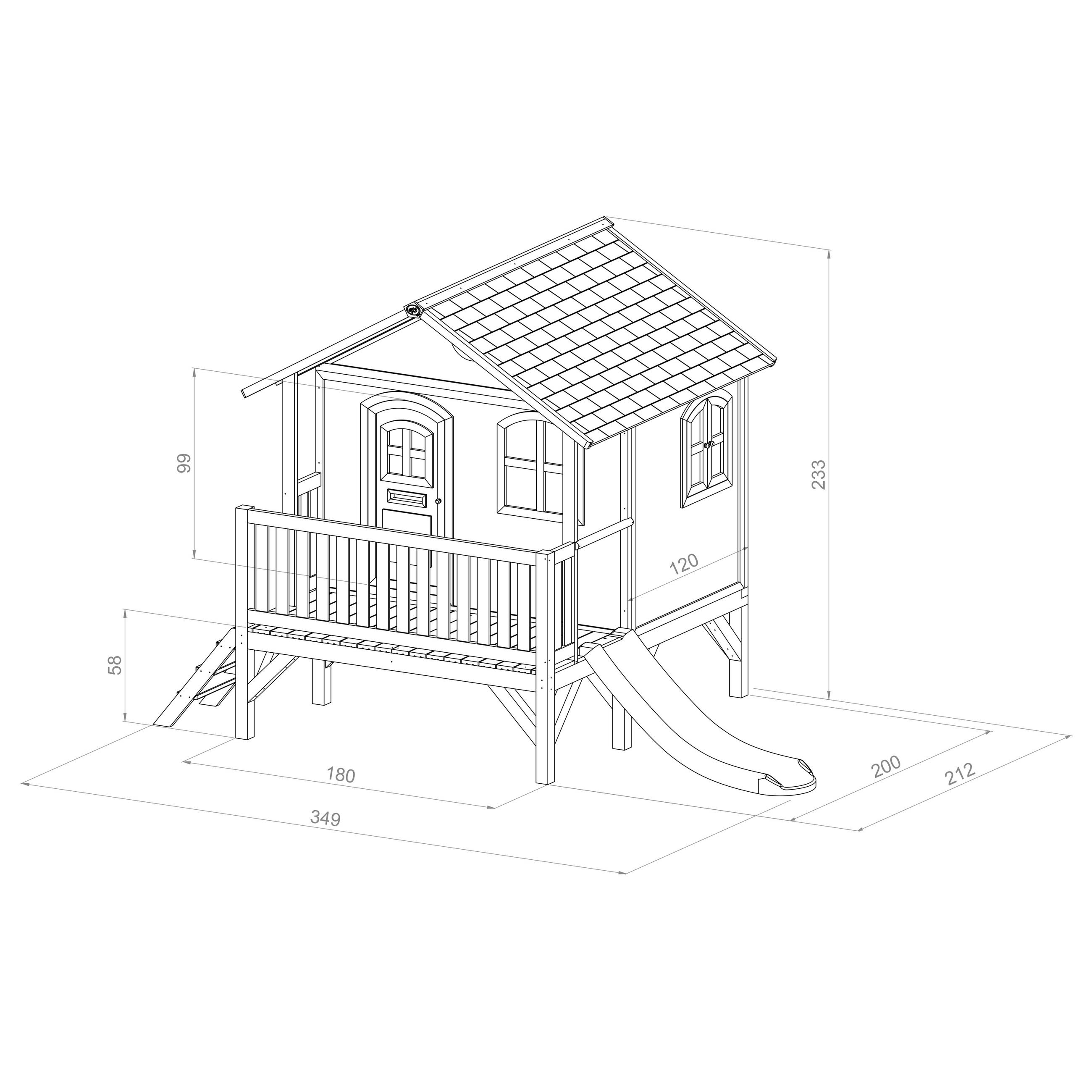 SPIELHAUS 349/233/212 cm SPIELHAUS STEF  - Braun/Weiß, Basics, Holz (349/233/212cm) - Ambia Garden