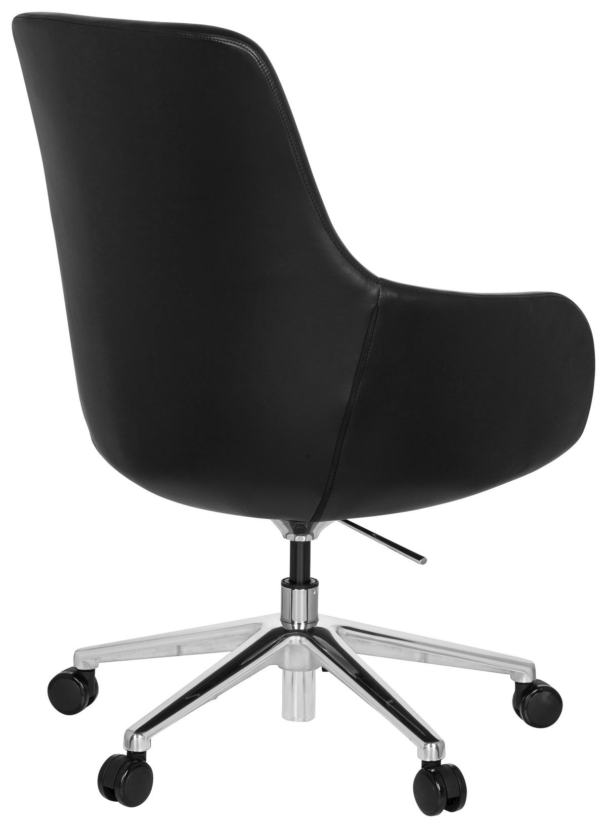 DREHSTUHL Lederlook Schwarz  - Schwarz/Alufarben, MODERN, Leder/Kunststoff (65/104/54cm) - MID.YOU