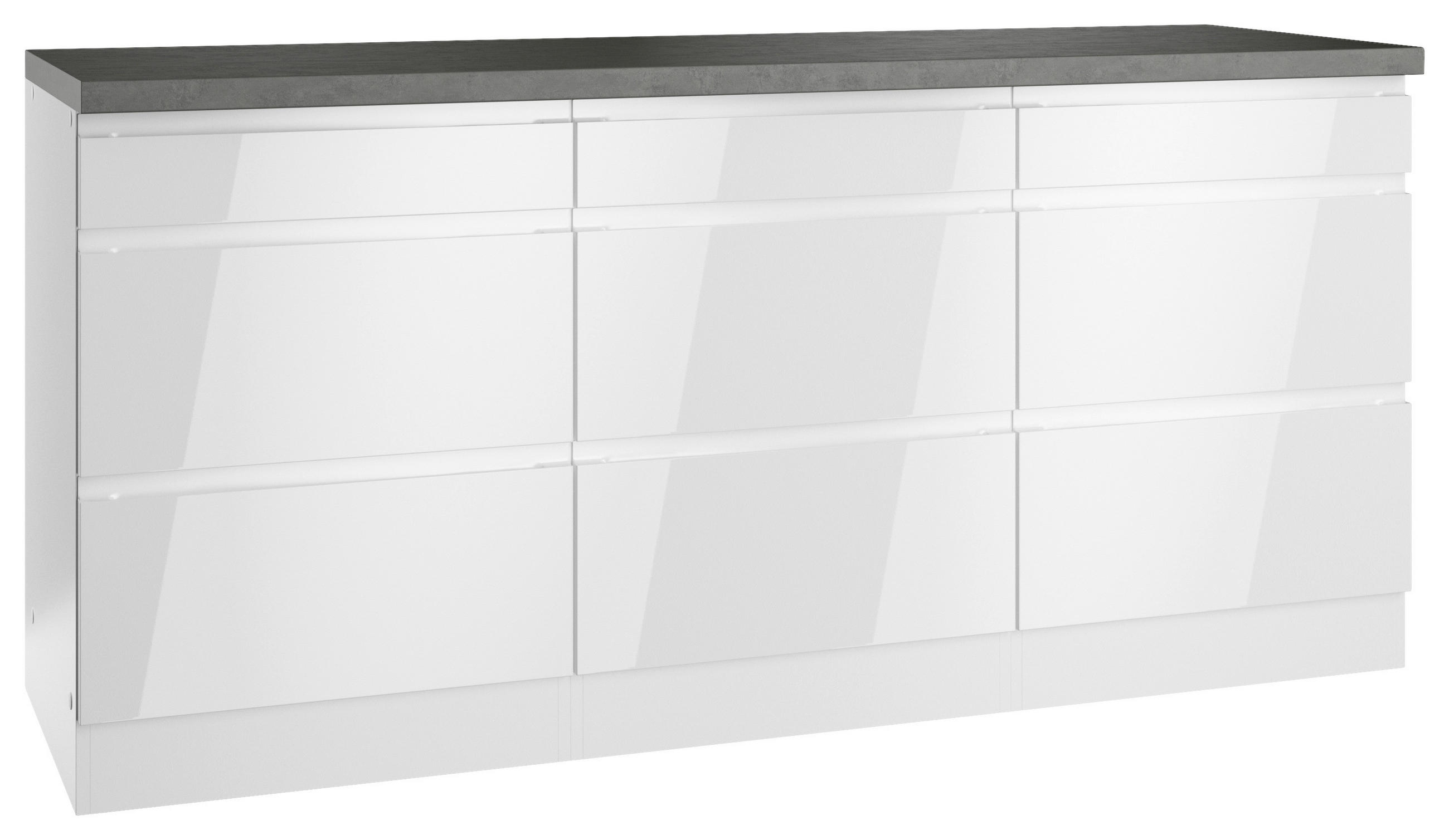 KÜCHENUNTERSCHRANK 180/86/60 cm  in Grau, Weiß, Weiß Hochglanz  - Weiß Hochglanz/Weiß, LIFESTYLE, Holzwerkstoff (180/86/60cm) - Held
