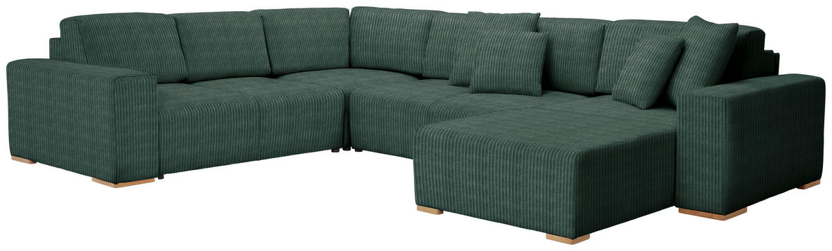 SJEDEĆA GARNITURA tekstil  zelena   - zelena/crna, Konvencionalno, tekstil/drvo (283/371/208cm) - Livetastic