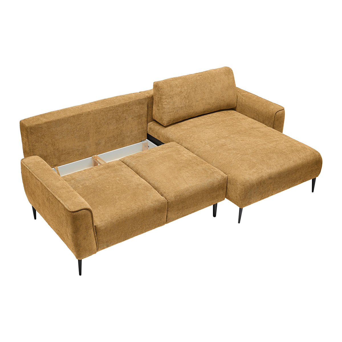 ECKSOFA in Webstoff Bernsteinfarben  - Bernsteinfarben/Schwarz, Modern, Textil/Metall (255/164cm) - MID.YOU