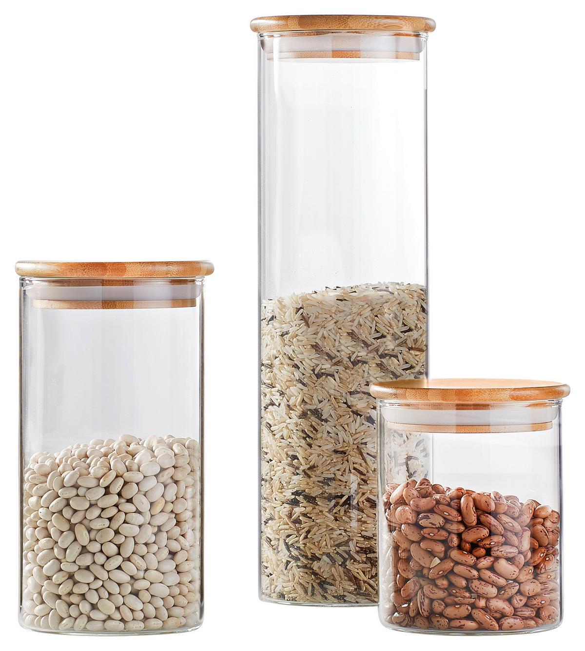 FÖRVARINGSBURK 1,2 l  - klar/ljusbrun, Basics, glas/trä (9,5/18cm) - Homeware Profession.