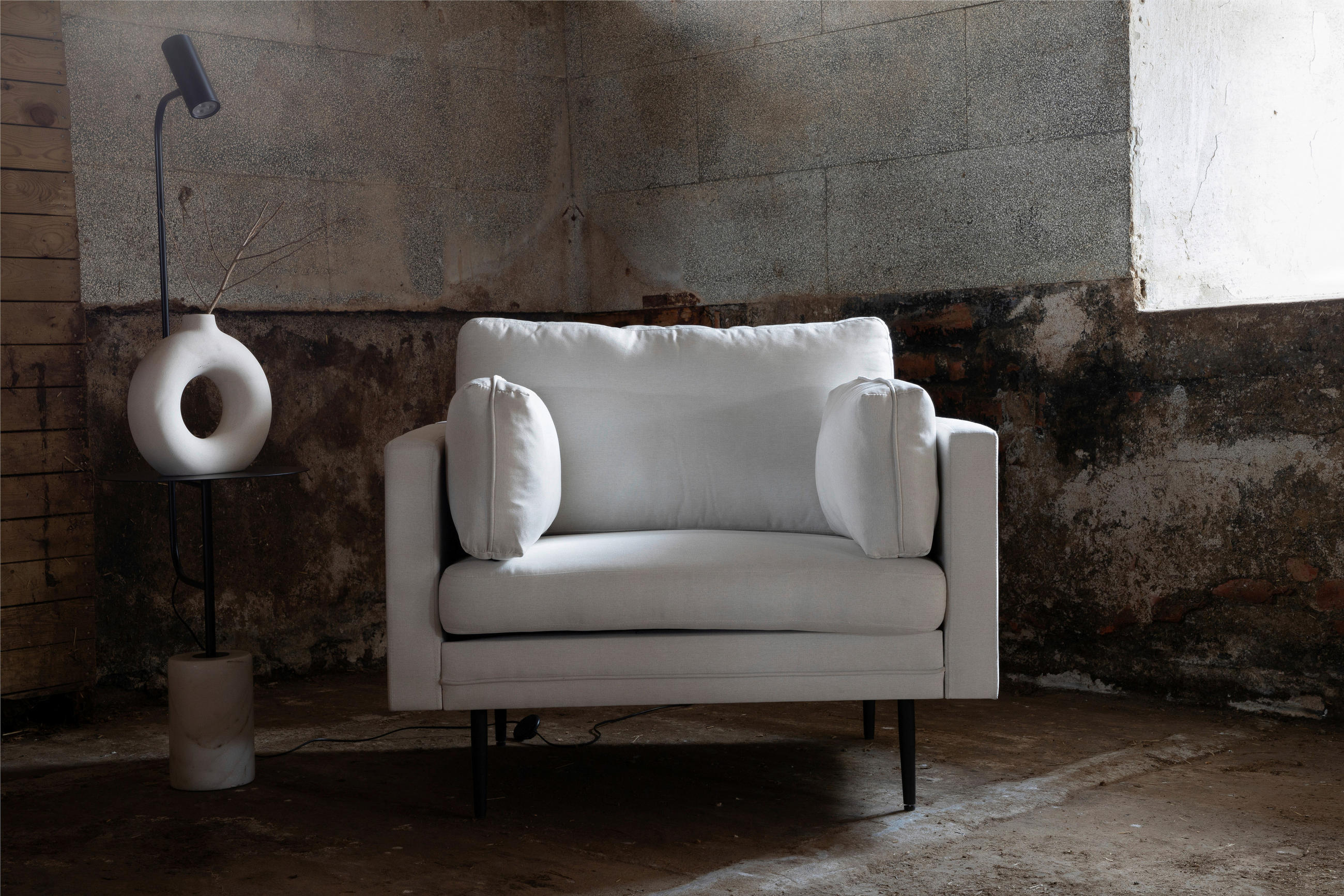 SESSEL in Beige, Schwarz  - Beige/Schwarz, Design, Kunststoff/Textil (110/84/86cm) - Livetastic