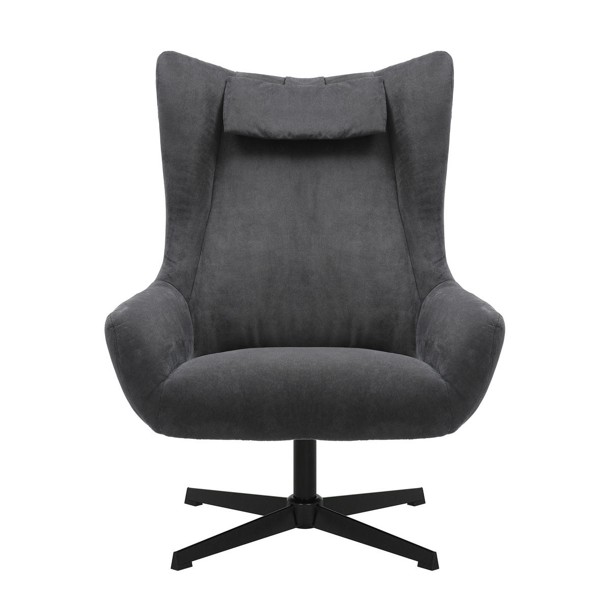 SESSELSET in Cord Anthrazit  - Anthrazit/Schwarz, MODERN, Textil/Metall (82/106/85cm) - Livetastic