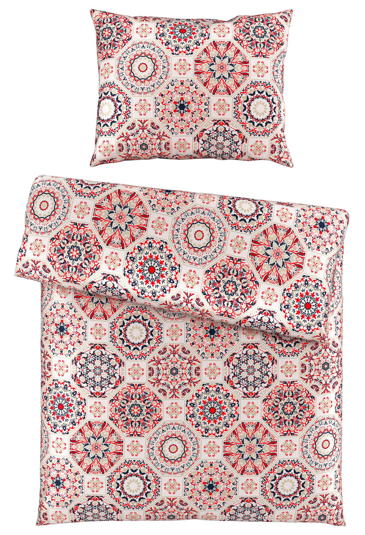 POVLEČENÍ, satén, modrá, červená, 140/200 cm - modrá/červená, Konvenční, textil (140/200cm) - Esposa