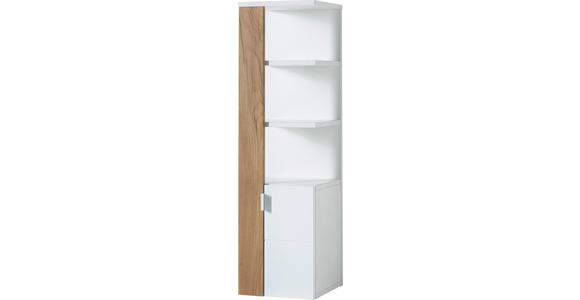 BADEZIMMERREGAL 30/107/32 cm - Edelstahlfarben/Eichefarben, Design, Holzwerkstoff/Metall (30/107/32cm) - Xora