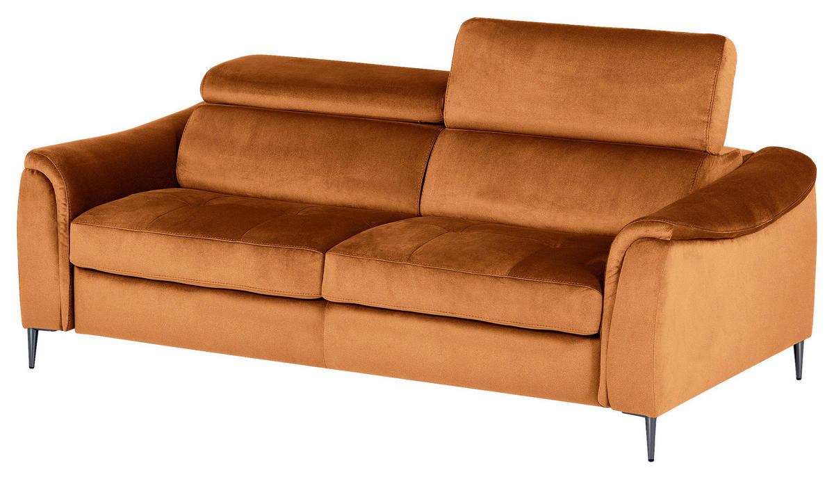 SCHLAFSOFA in Textil Cognac  - Chromfarben/Cognac, Design, Textil/Metall (203/77-98/103cm) - MID.YOU