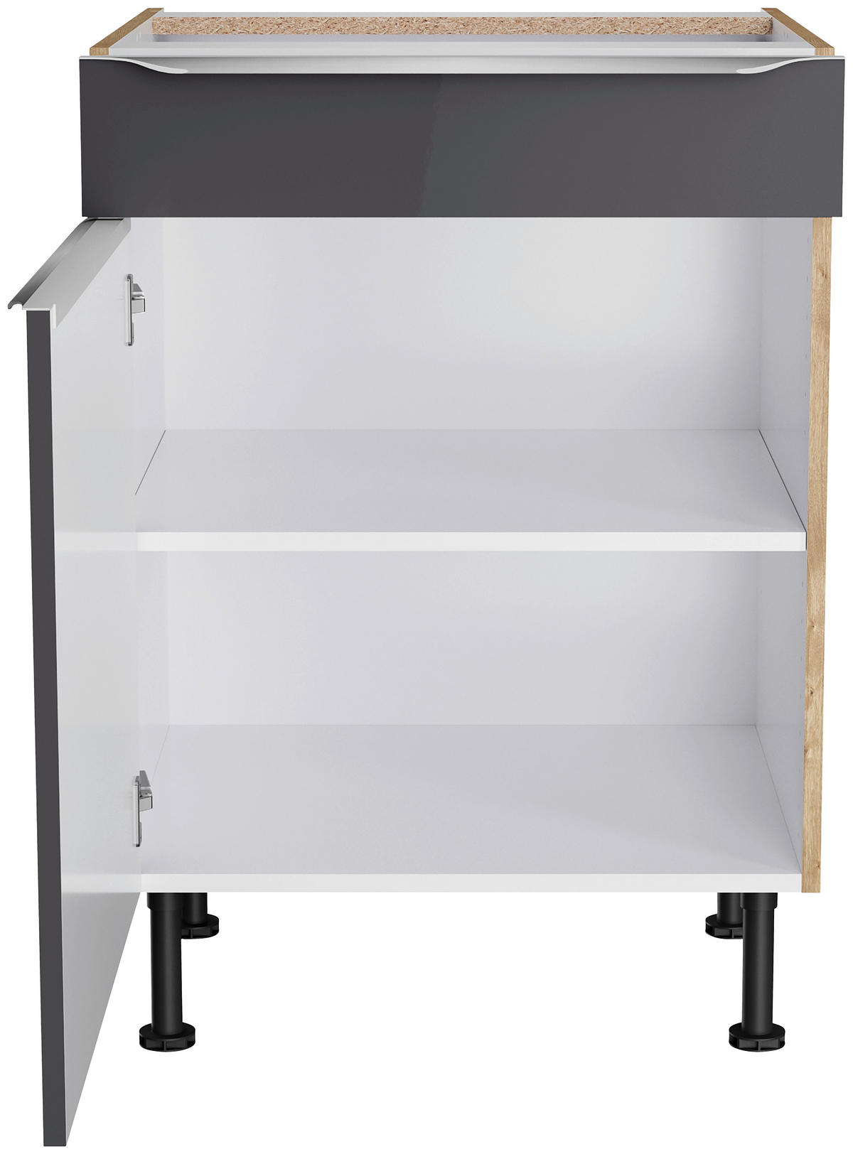 ECKKÜCHE 270/200 cm  in Anthrazit, Eichefarben  - Edelstahlfarben/Eichefarben, Basics, Holzwerkstoff/Metall (270/200cm) - Optifit