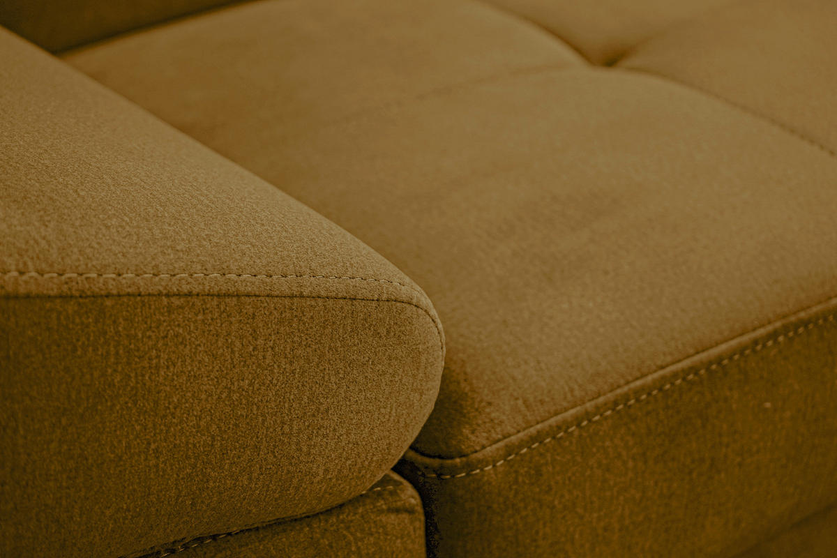 ECKSOFA Senfgelb Webstoff Bettkasten, Schlaffunktion, Rücken echt, Armteilverstellung, Kopfteilverstellung  - Chromfarben/Senfgelb, MODERN, Textil/Metall (278/205cm) - Stylife