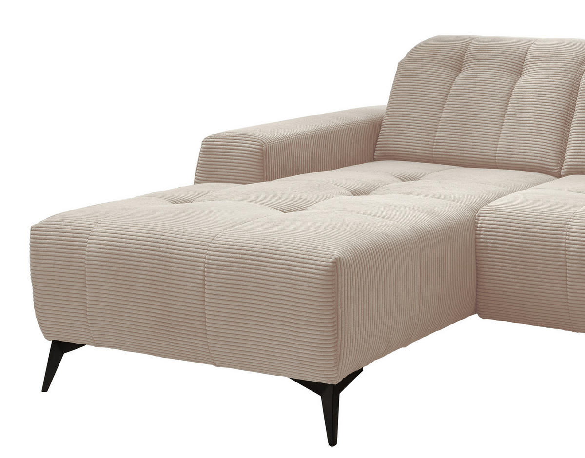 ECKSOFA in Cord Beige  - Beige/Schwarz, Modern, Textil/Metall (180/258cm) - Livetastic