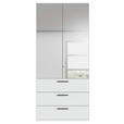 DREHTÜRENSCHRANK 101/235/61 cm,  in Weiß, 2-türig  - Chromfarben/Schwarz, Basics, Glas/Holzwerkstoff (101/235/61cm) - Novel