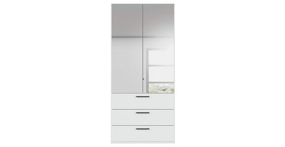 DREHTÜRENSCHRANK 101/235/61 cm,  in Weiß, 2-türig  - Chromfarben/Schwarz, Basics, Glas/Holzwerkstoff (101/235/61cm) - Novel