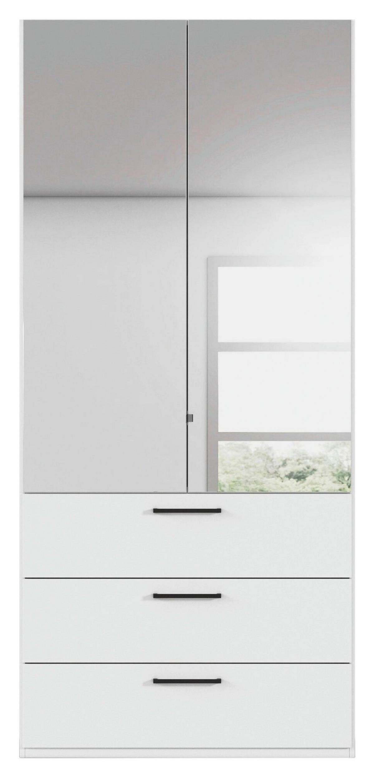 DREHTÜRENSCHRANK 101/235/61 cm,  in Weiß, 2-türig  - Chromfarben/Schwarz, Basics, Glas/Holzwerkstoff (101/235/61cm) - Novel