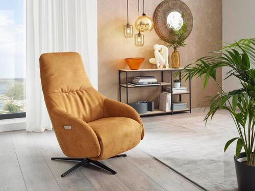 RELAXSESSEL in Textil Currygelb  - Currygelb/Schwarz, Design, Textil/Metall (77/108/95cm) - Chilliano
