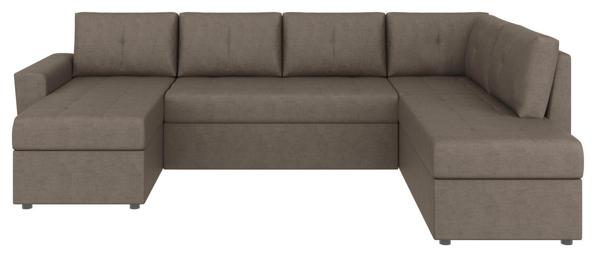 WOHNLANDSCHAFT TERMOLI Taupe Jacquard  - Taupe/Schwarz, Design, Kunststoff/Textil (155/297/212cm) - MID.YOU