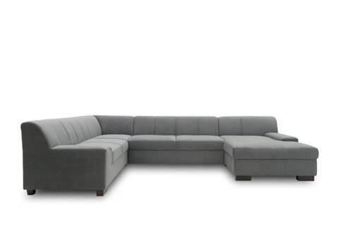 WOHNLANDSCHAFT in Webstoff Dunkelgrau  - Wengefarben/Dunkelgrau, Design, Holz/Textil (212/328/153cm) - MID.YOU