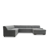 WOHNLANDSCHAFT in Webstoff Dunkelgrau  - Wengefarben/Dunkelgrau, Design, Holz/Textil (212/328/153cm) - MID.YOU