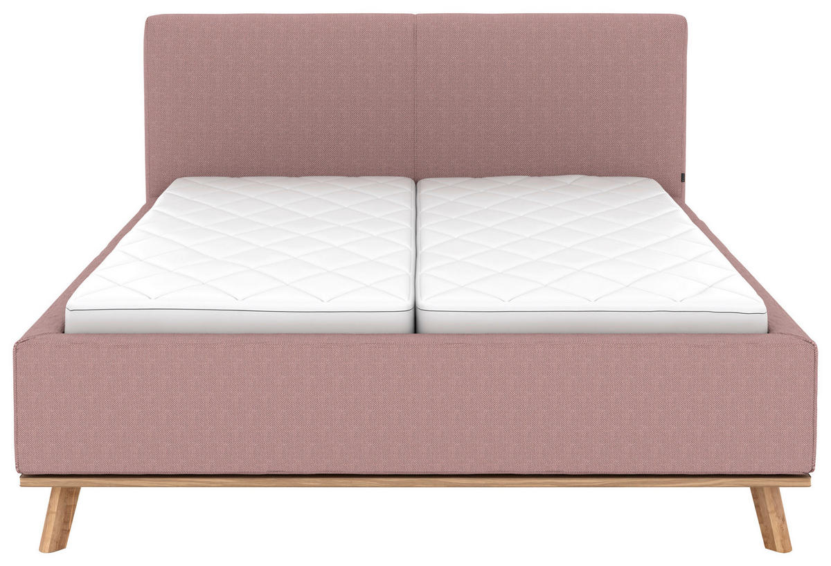 POLSTERBETT Matratze, Lattenrost, Bettkasten 160/200 cm  in Altrosa  - Eichefarben/Altrosa, Design, Holz/Textil (160/200cm) - Musterring