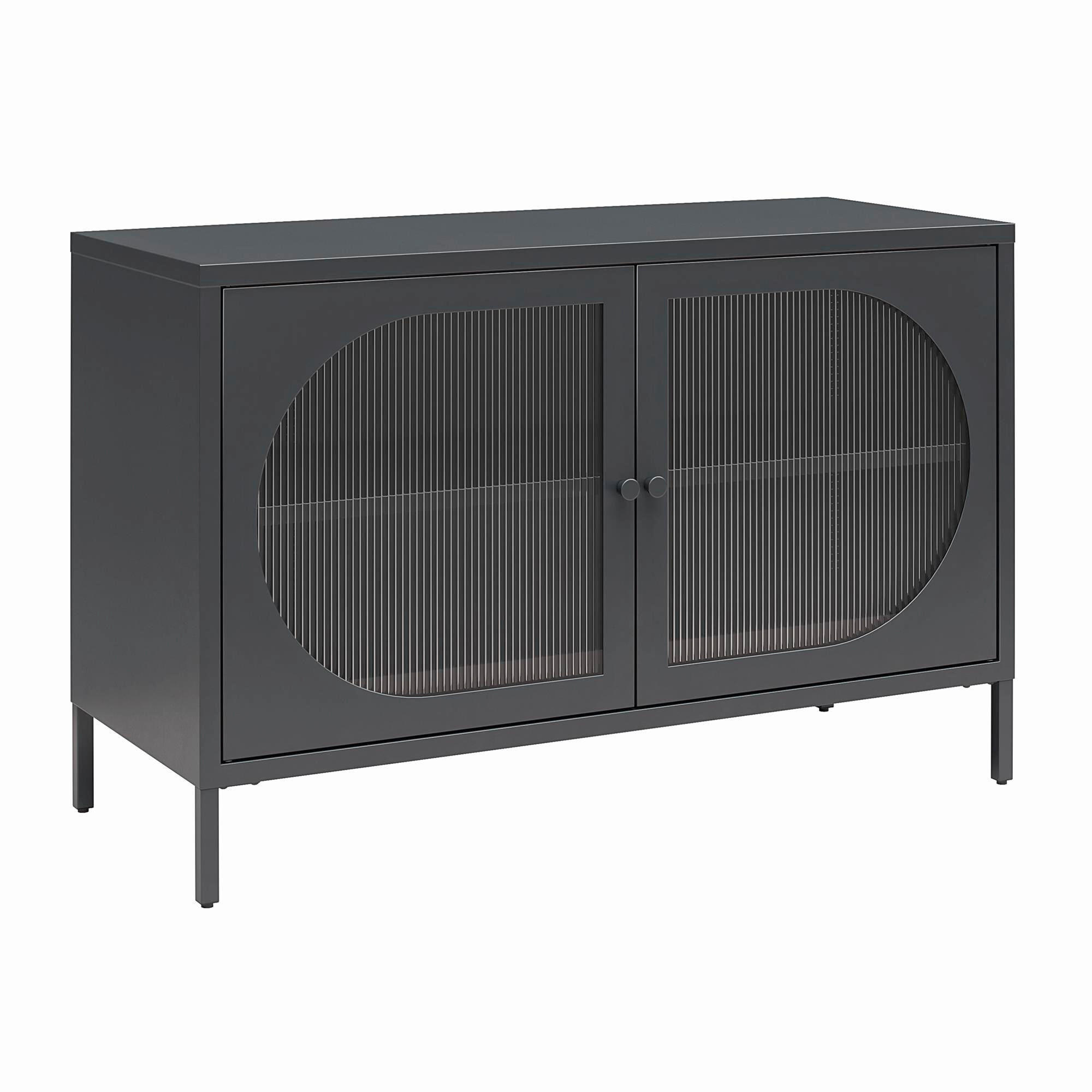 KOMMODE Luna in 100/64/40 cm - Schwarz, Design, Glas/Metall (100/64/40cm) - MID.YOU
