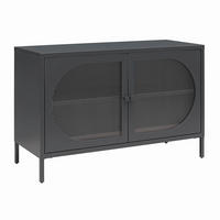 KOMMODE Luna  in 100/64/40 cm  - Schwarz, Design, Glas/Metall (100/64/40cm) - MID.YOU