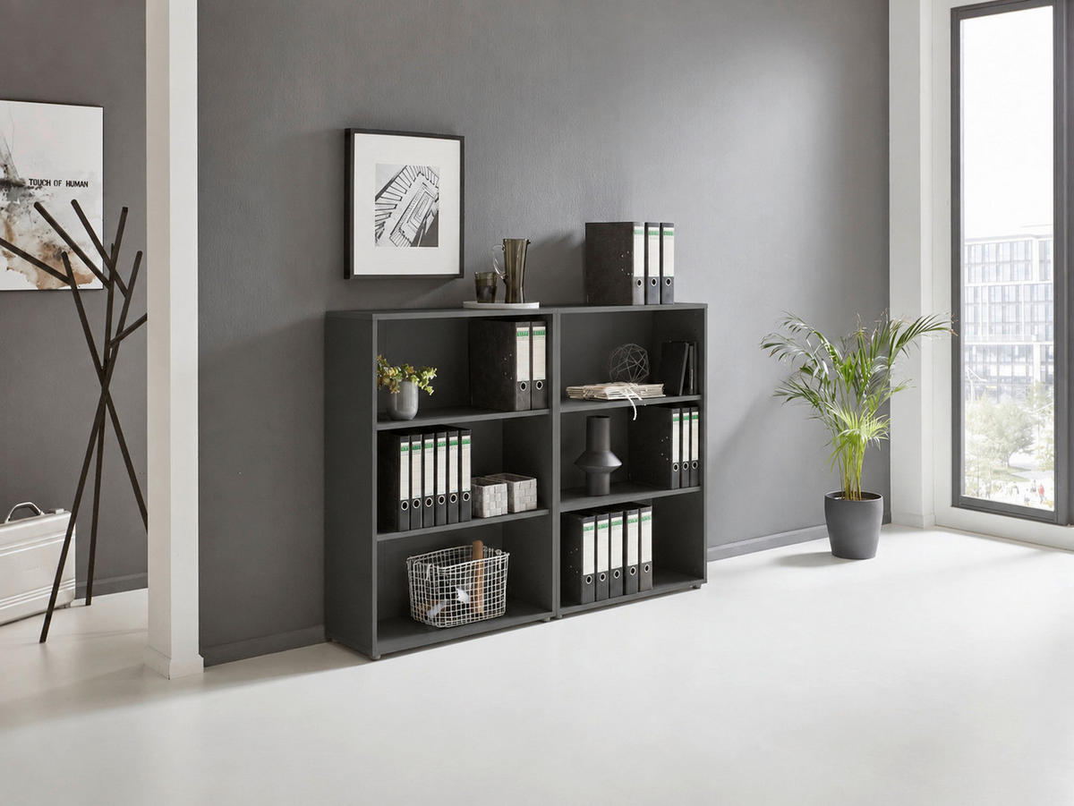 SADA REGÁLŮ, antracitová, 168,8/113,6/33 cm - antracitová, Lifestyle, kompozitní dřevo (168,8/113,6/33cm) - MID.YOU