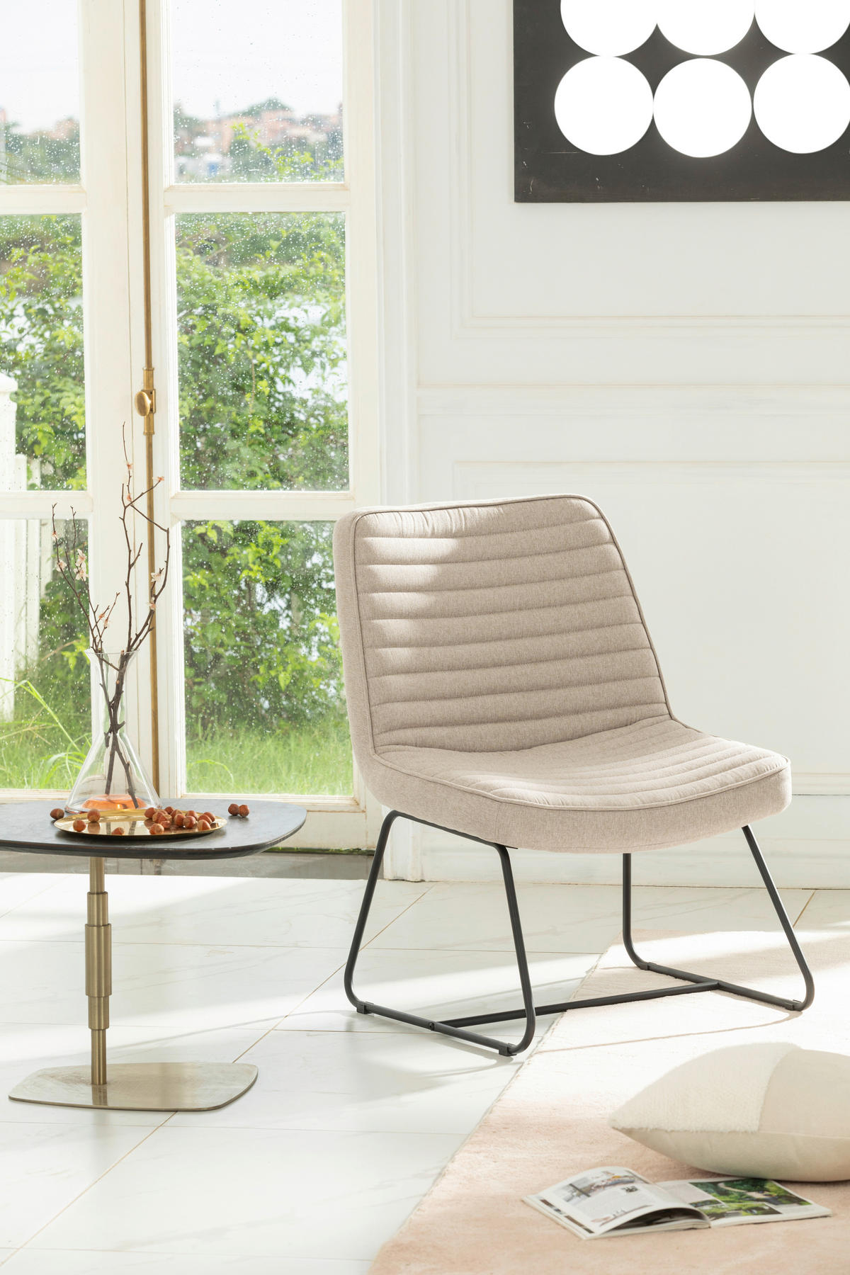 SESSEL Webstoff Beige    - Beige/Schwarz, MODERN, Textil/Metall (66/85/69cm) - P & B