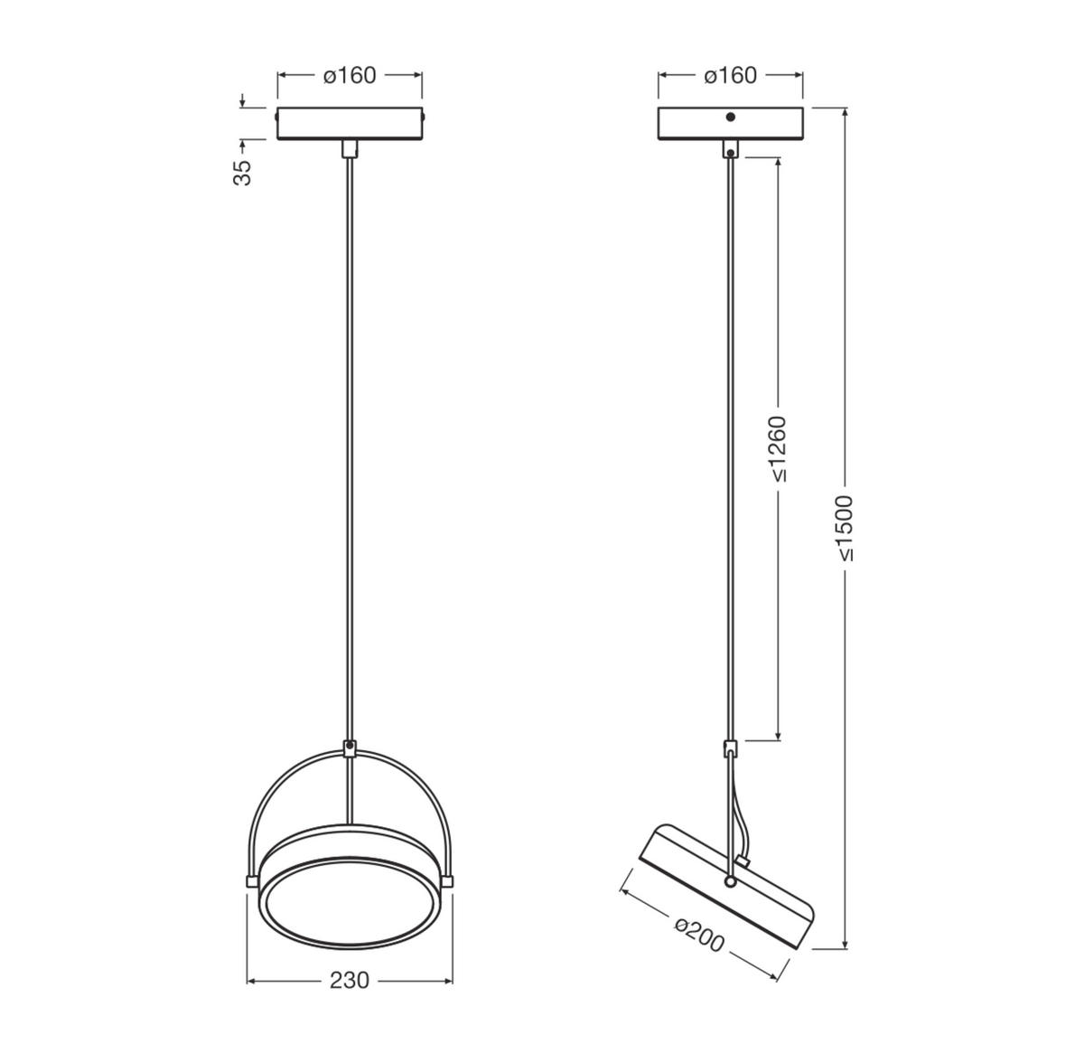 LED-HÄNGELEUCHTE 23/150 cm  - Schwarz, Design, Kunststoff/Metall (23/150cm) - Osram