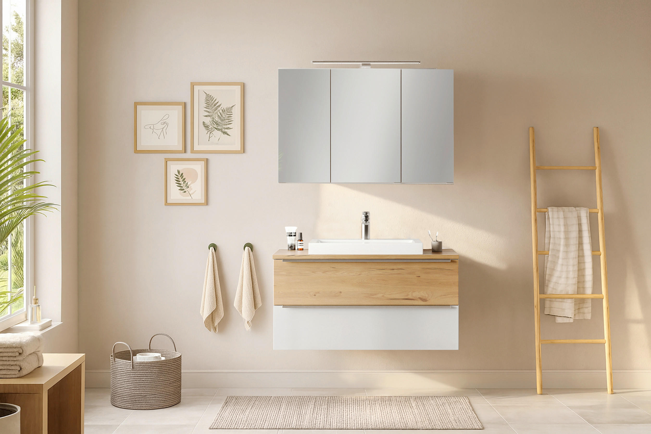 BADEZIMMER 2-teilig  in  - Wildeiche/Weiß, Trend, Glas/Holzwerkstoff (100/200/47cm) - Held