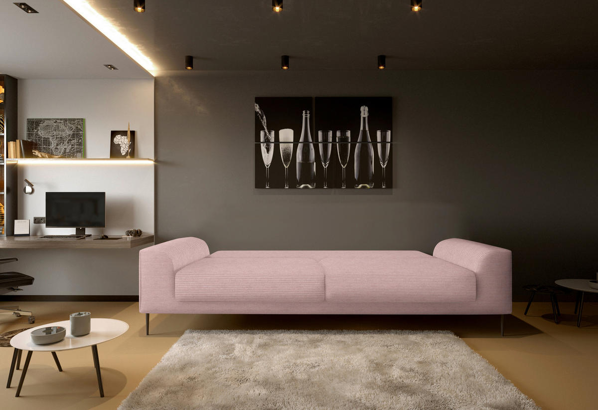 SCHLAFSOFA in Cord Mauve  - Mauve/Schwarz, Design, Textil/Metall (250/89/105cm) - Welnova