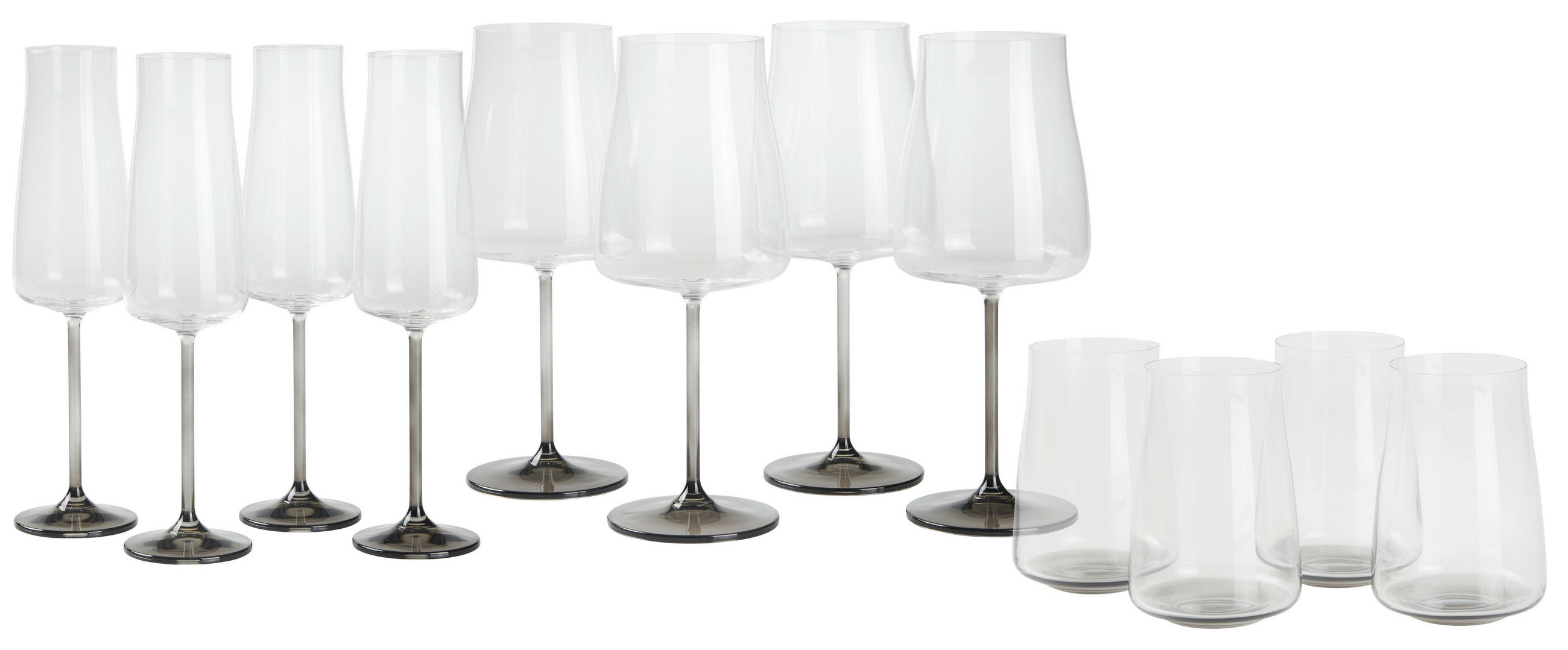 GLÄSERSET Sydney 12-teilig  - Transparent/Grau, LIFESTYLE, Glas - Novel