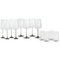 SADA SKLENIC 12 ks - šedá/průhledné, Lifestyle, sklo - Novel