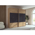 SCHWEBETÜRENSCHRANK 226/223/68 cm 2-türig Schwarz, Eiche Artisan  - Eichefarben/Schwarz, Design, Glas/Holzwerkstoff (226/223/68cm) - Xora