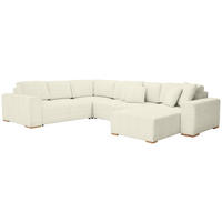 WOHNLANDSCHAFT in Cord Creme  - Buchefarben/Creme, Konventionell, Holz/Kunststoff (283/371/208cm) - Livetastic