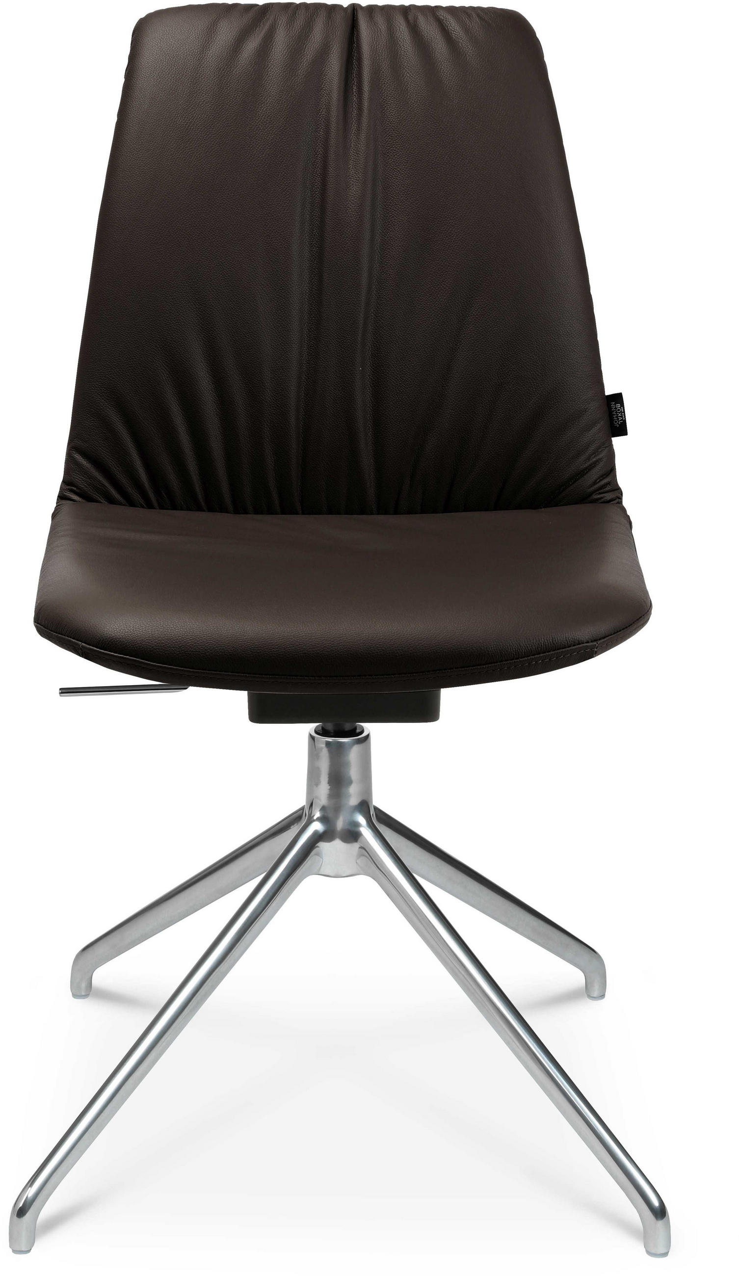 STUHL Echtleder Alufarben, Dunkelbraun  - Dunkelbraun/Alufarben, Design, Leder/Metall (46/81,5-84,5/55cm) - Johann Jakob