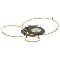 LED-DECKENLEUCHTE INVERTINA 126.4/105.3/13 cm   - Anthrazit/Goldfarben, Design, Kunststoff/Metall (126.4/105.3/13cm) - Globo