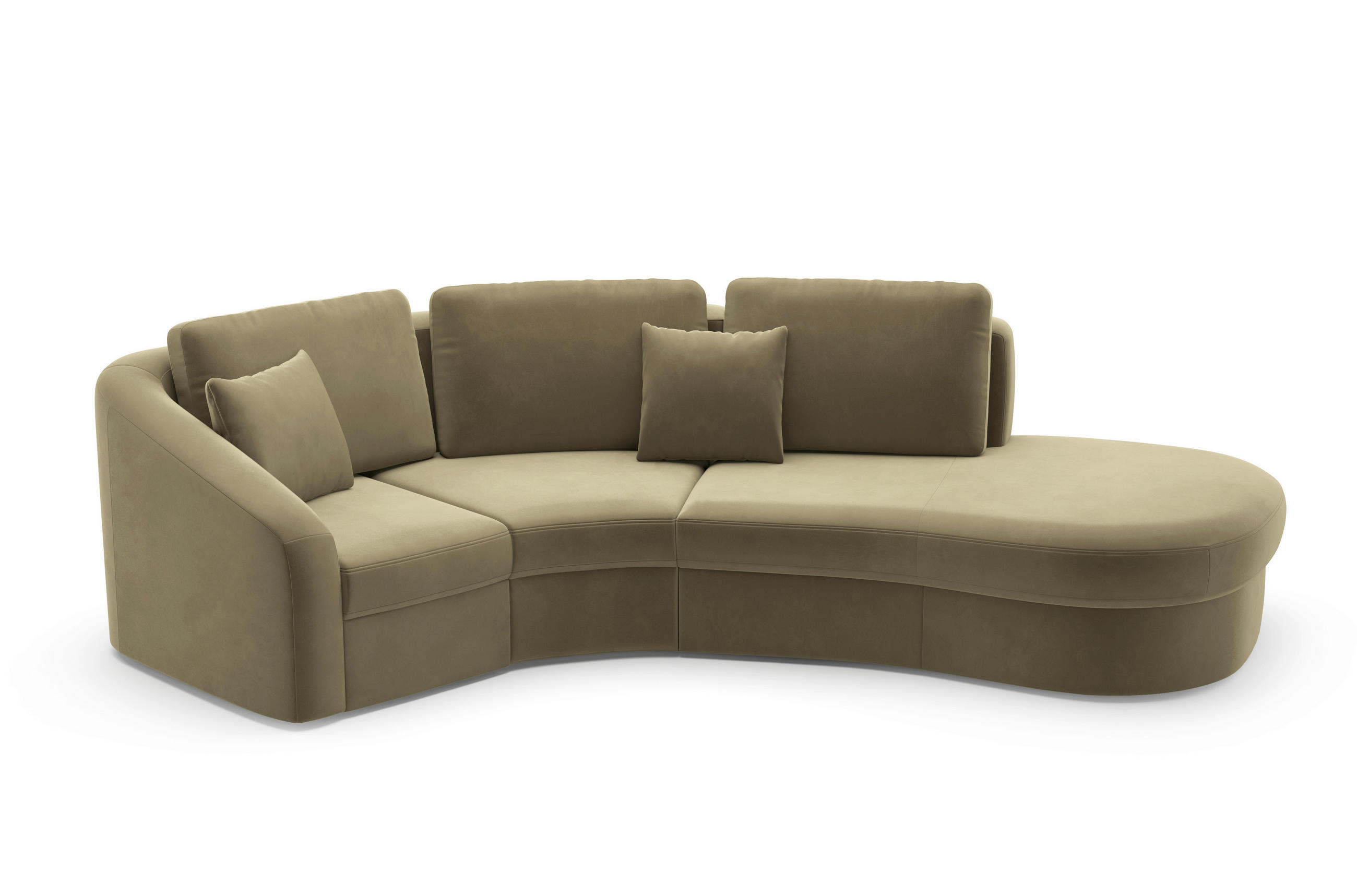 ECKSOFA in Samt Olivgrün  - Schwarz/Olivgrün, Modern, Kunststoff/Textil (266/230cm) - Sit & More