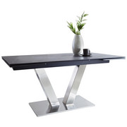 Esstisch in Dunkelgrau, Edelstahlfarben - Edelstahlfarben/Dunkelgrau, Design, Glas/Keramik (160(240)/90/76cm) - Novel