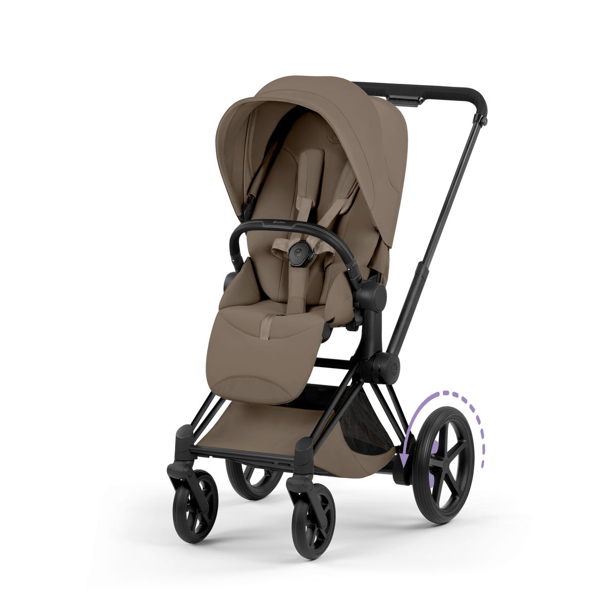 KOMBIKINDERWAGEN ePRIAM Comfort Matt Black  - Schwarz/Braun, Basics, Kunststoff/Textil (84-93,5/60/100-109cm) - cybex PLATINUM