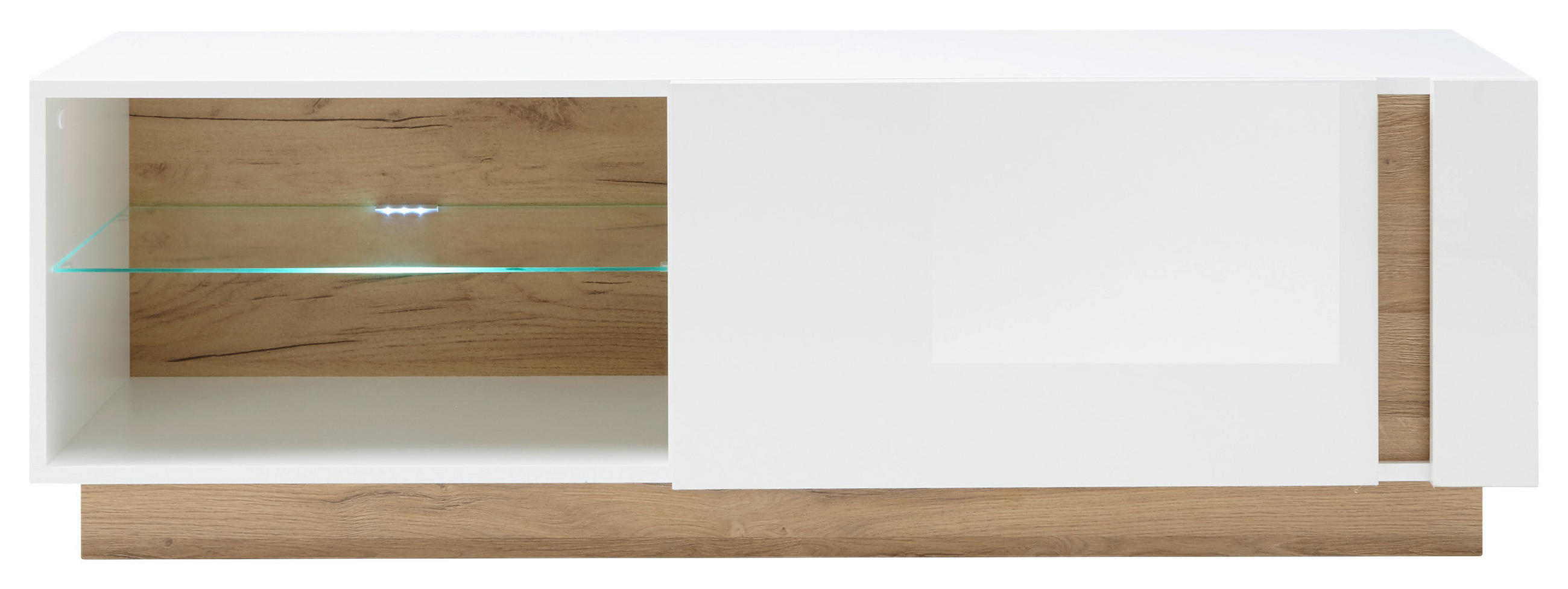 LOWBOARD - Eichefarben/Weiß, Design, Glas/Holzwerkstoff (138/46/40cm) - MID.YOU