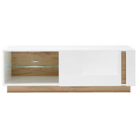 LOWBOARD - Eichefarben/Weiß, Design, Glas/Holzwerkstoff (138/46/40cm) - MID.YOU