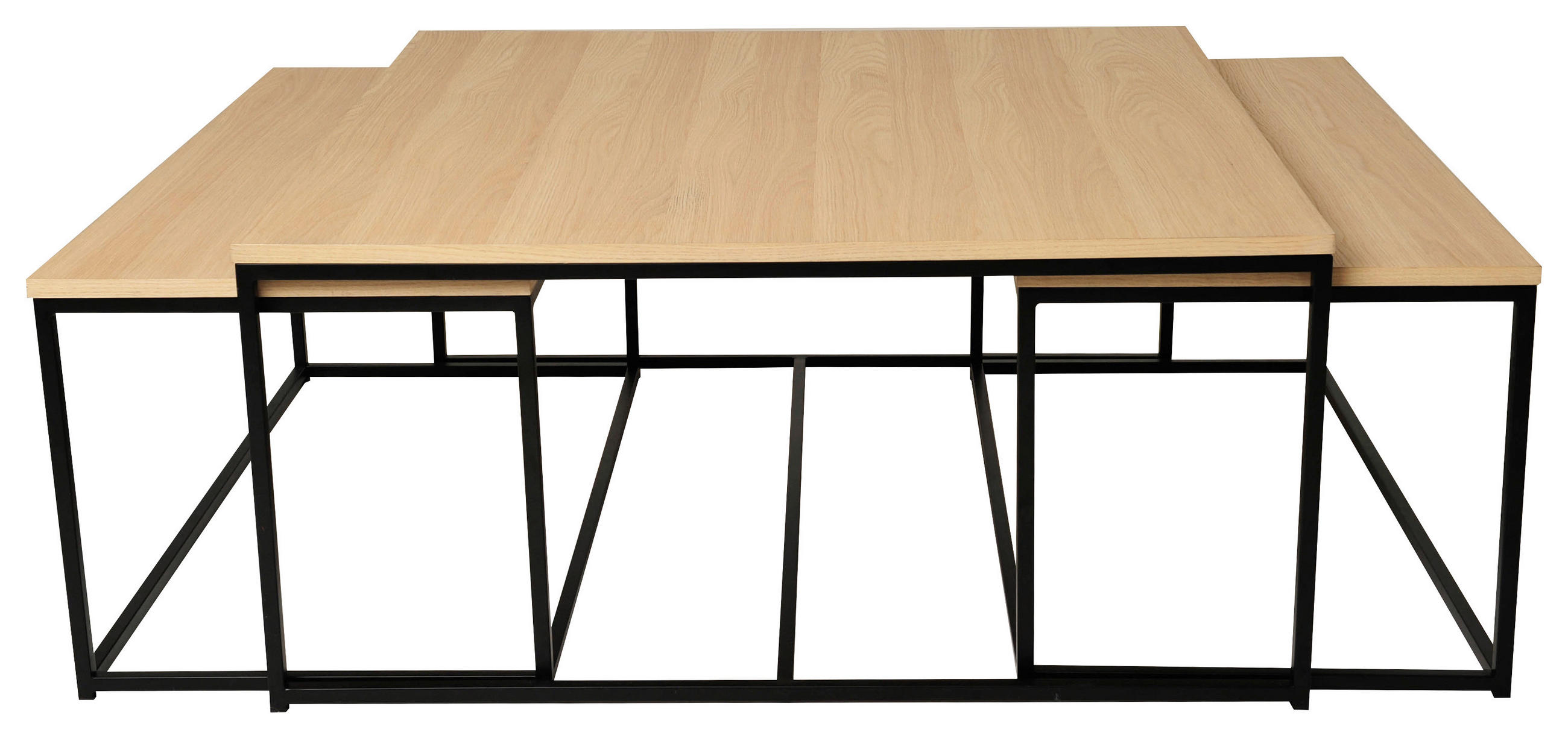SOFFBORD SET i trämaterial, metall 100/100/47 cm  - svart, Design, metall/trämaterial (100/100/47cm)