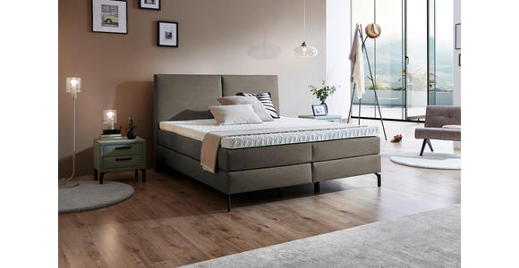 BOXSPRINGBETT 180/200 cm  in Taupe  - Taupe/Schwarz, KONVENTIONELL, Textil/Metall (180/200cm) - Dieter Knoll