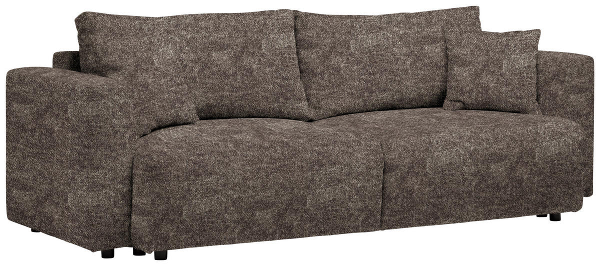 SCHLAFSOFA  mit Stoffauswahl, Schlafen auf Sitzhöhe, Rücken echt Velours Graubraun  - Graubraun/Schwarz, Design, Kunststoff/Textil (250/92/105cm) - Carryhome
