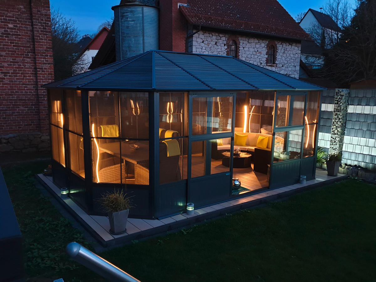 PAVILLON 594/281/384 cm Aluminium  - Anthrazit, Basics, Metall (594/281/384cm) - Ambia Garden