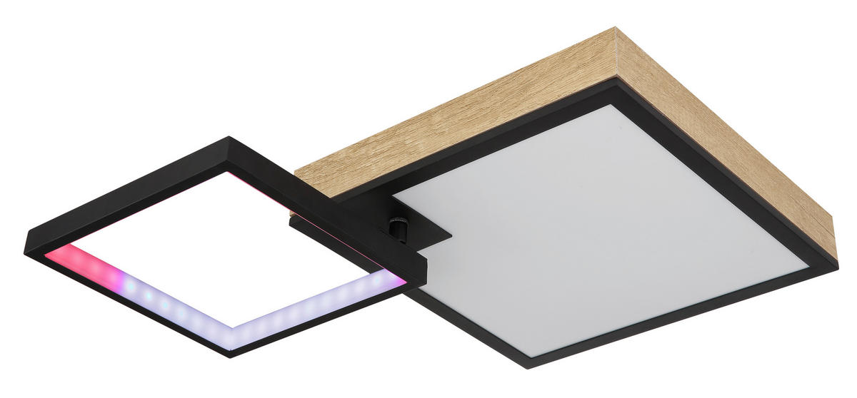 LED-DECKENLEUCHTE 21 W    60/41/10 cm  - Dunkelbraun/Opal, Natur, Holzwerkstoff/Kunststoff (60/41/10cm) - Globo