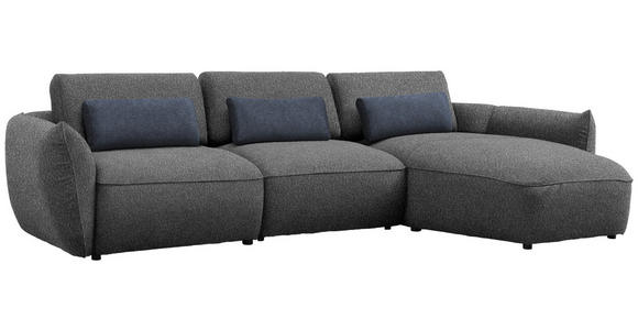 ECKSOFA  in Chenille Schlammfarben  340/190 cm  - Schlammfarben/Schwarz, Design, Kunststoff/Textil (340/190cm) - Belluti
